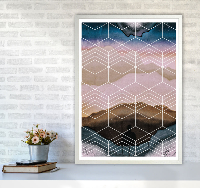 Geometric Abstract Modern Print A1 Oak Frame