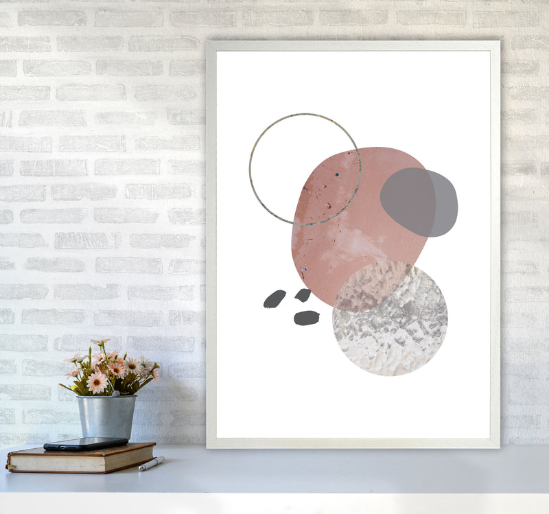 Peach, Sand And Glass Abstract Shapes Modern Print A1 Oak Frame