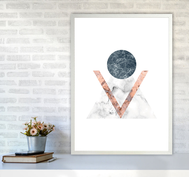 Marble Triangle Abstract Modern Print A1 Oak Frame