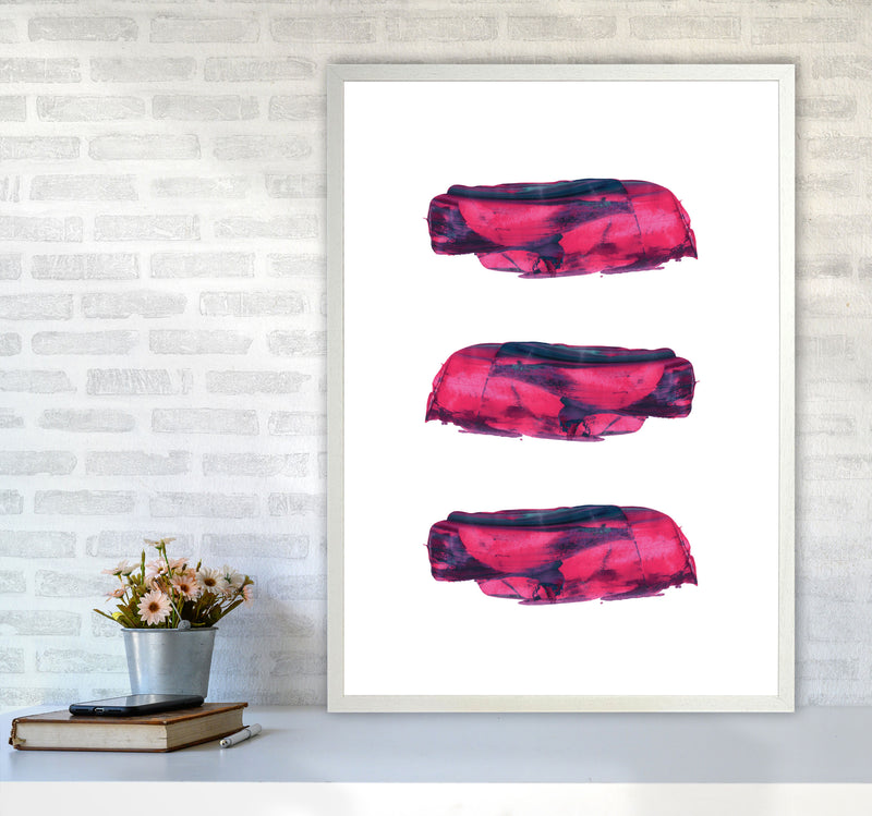 Pink And Purple Abstract Paint Strokes Modern Print A1 Oak Frame