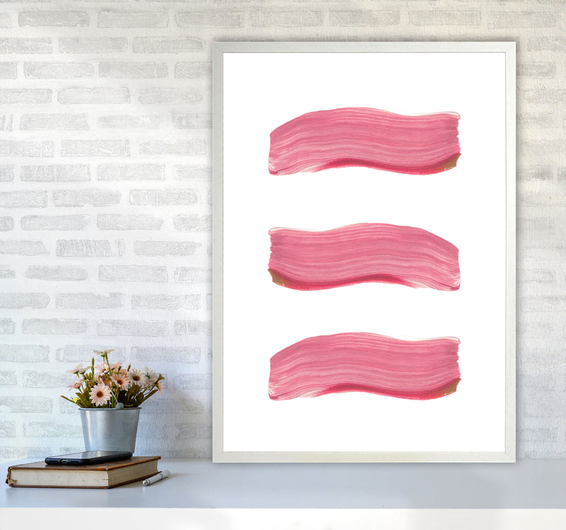 Light Pink Abstract Paint Strokes Modern Print A1 Oak Frame