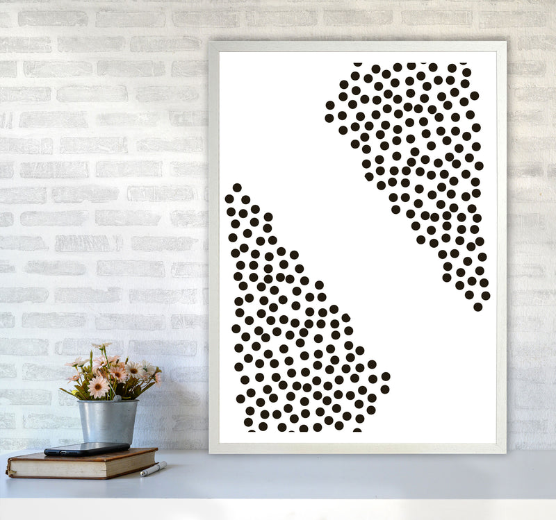 Black Corner Polka Dots Abstract Modern Print A1 Oak Frame