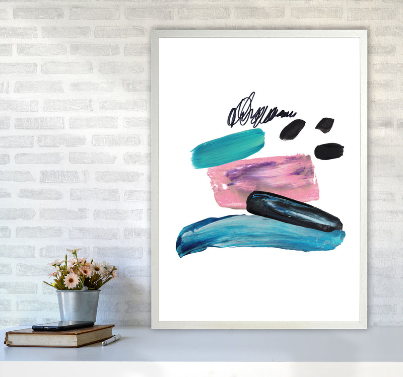 Pink And Teal Abstract Artboard Modern Print A1 Oak Frame