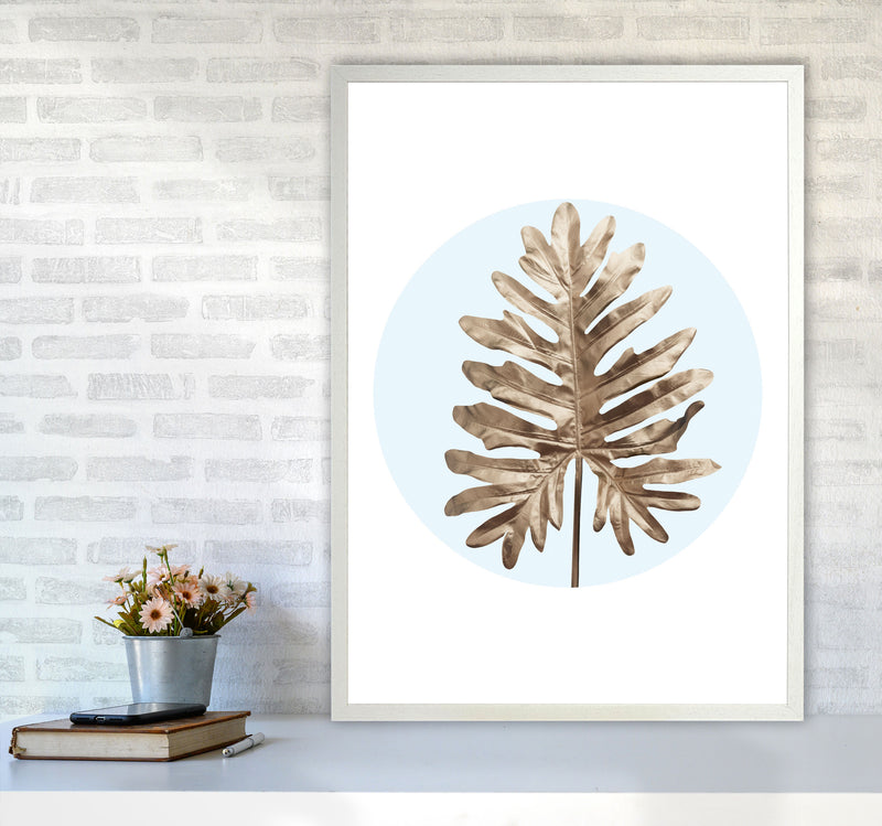 Abstract Blue Leaf Modern Print, Framed Botanical & Nature Art Print A1 Oak Frame