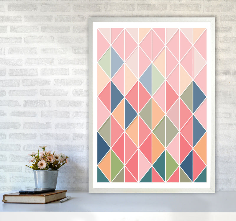 Full Colour Abstract Geo Modern Print A1 Oak Frame