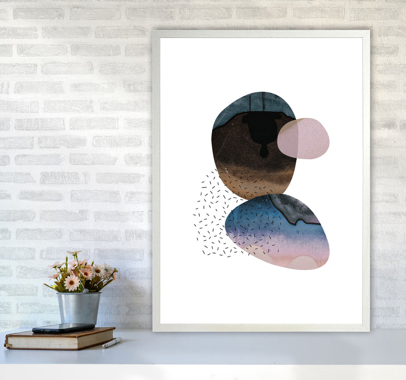 Pastel And Sand Abstract Shapes Modern Print A1 Oak Frame
