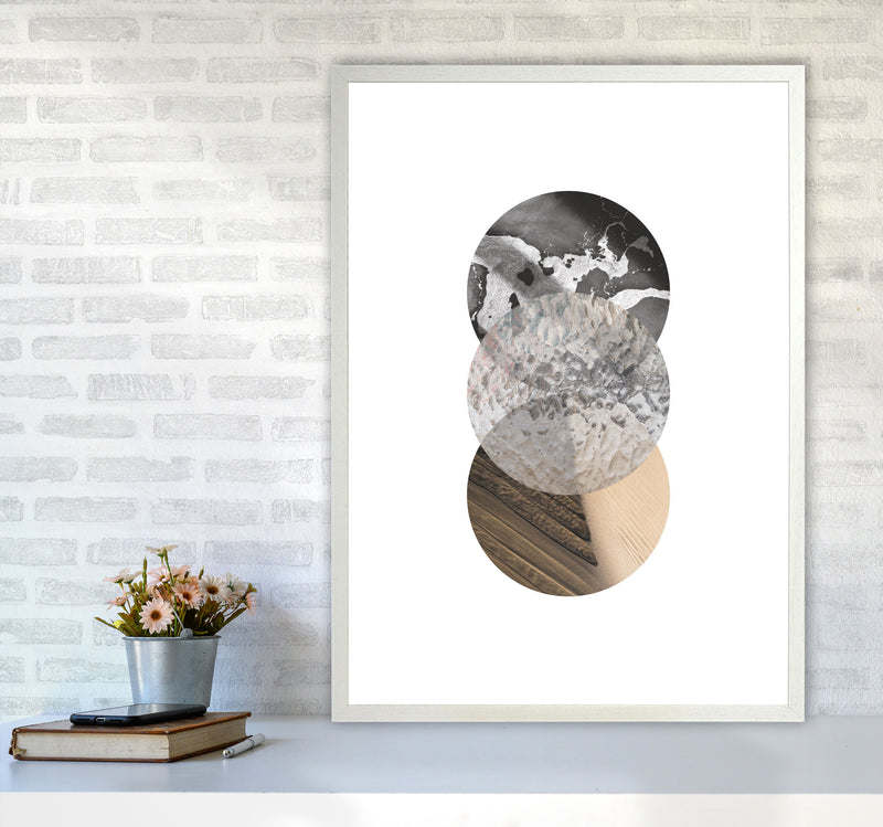 Sand, Glass And Shadow Abstract Circles Modern Print A1 Oak Frame