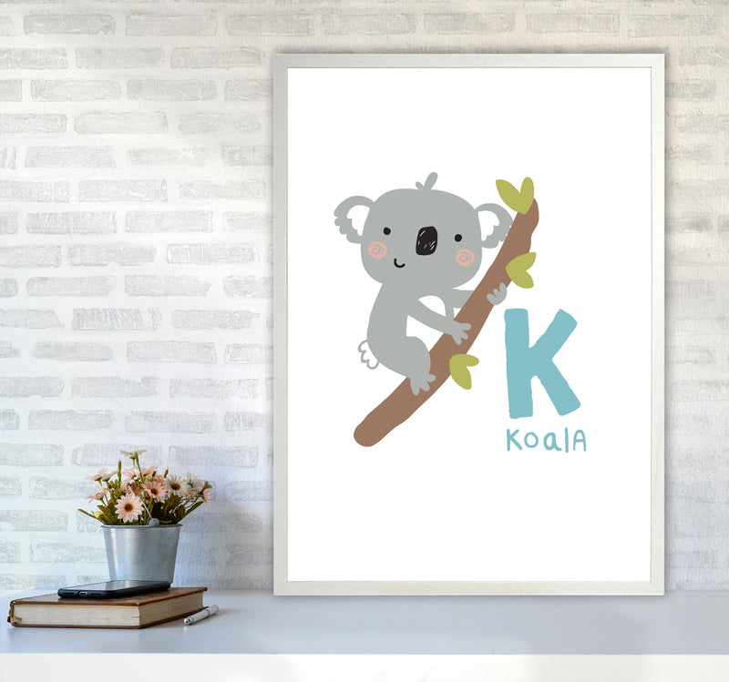 Alphabet Animals, K Is For Koala Framed Nursey Wall Art Print A1 Oak Frame