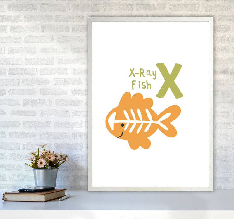 Alphabet Animals, X Is For X-Ray Fish, Nursey Wall Art Poster A1 Oak Frame