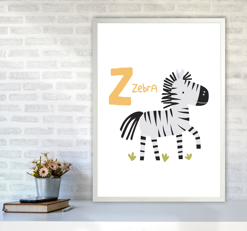 Alphabet Animals, Z Is For Zebra Framed Nursey Wall Art Print A1 Oak Frame