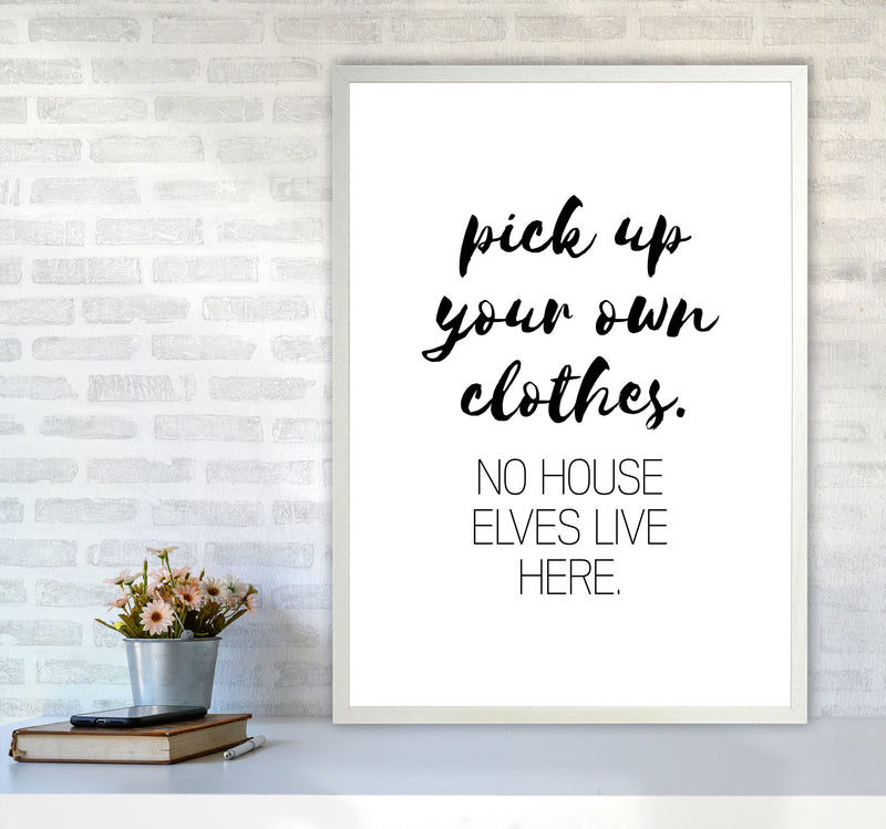 House Elves, Bathroom Framed Typography Wall Art Print A1 Oak Frame