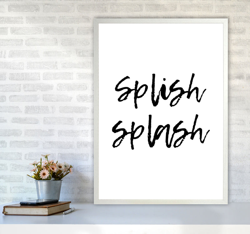 Splish Splash, Bathroom Modern Print, Framed Bathroom Wall Art A1 Oak Frame