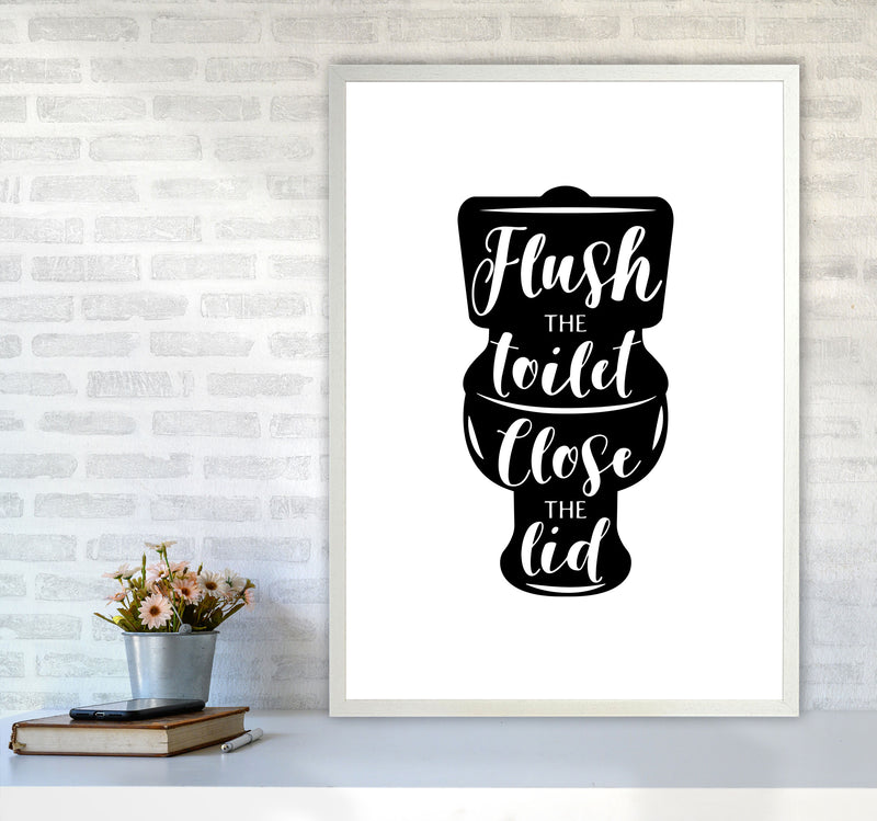 Flush The Toilet, Bathroom Modern Print, Framed Bathroom Wall Art A1 Oak Frame