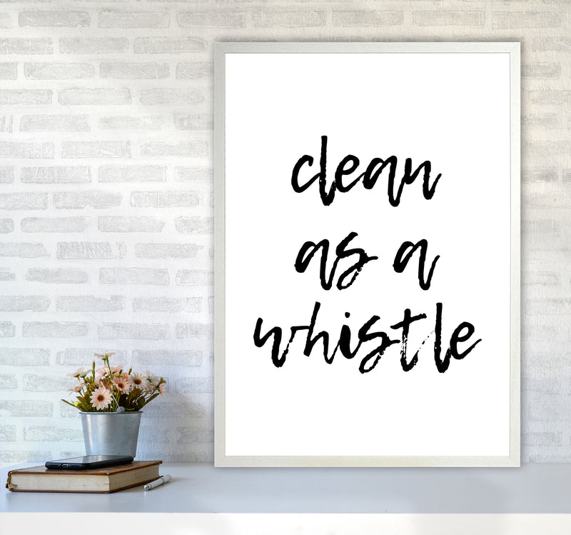 Clean As A Whistle, Bathroom Modern Print, Framed Bathroom Wall Art A1 Oak Frame