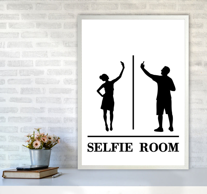 Selfie Room, Bathroom Modern Print, Framed Bathroom Wall Art A1 Oak Frame