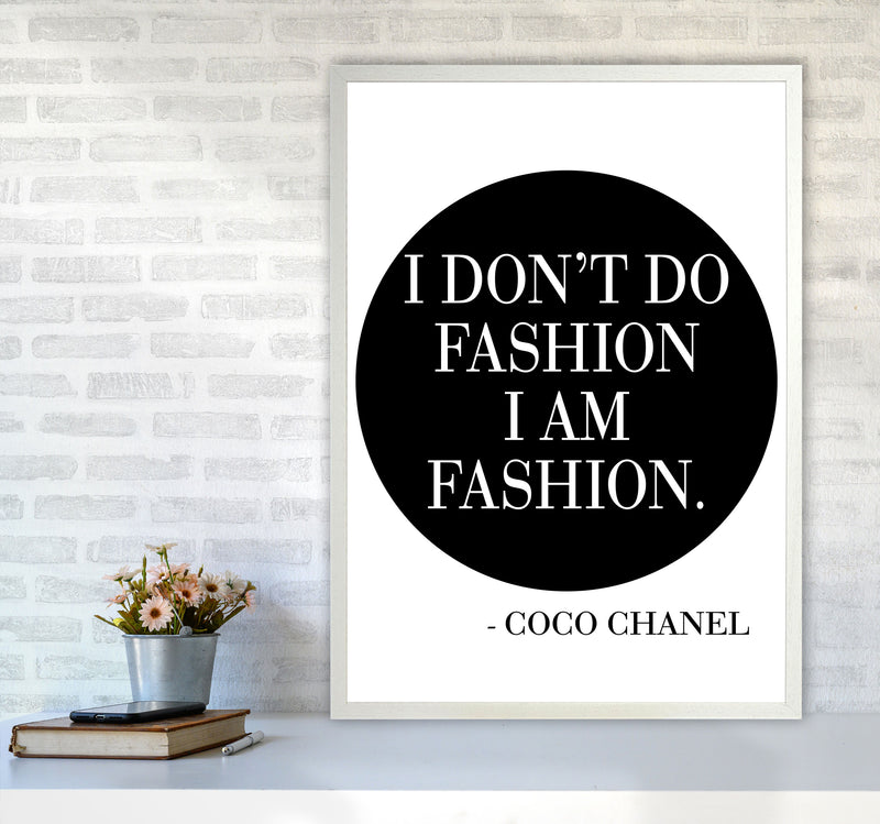 Coco Chanel I Am Fashion Framed Typography Wall Art Print A1 Oak Frame
