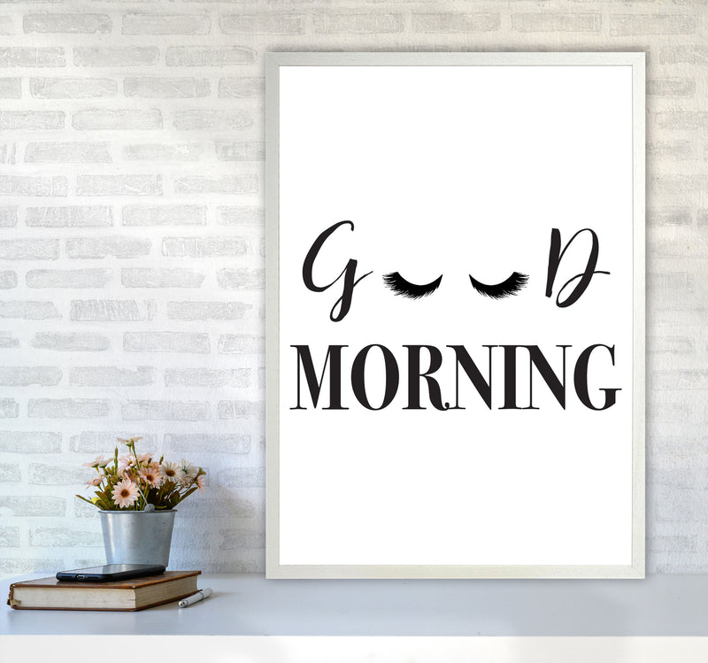 Good Morning Lashes Framed Typography Wall Art Print A1 Oak Frame