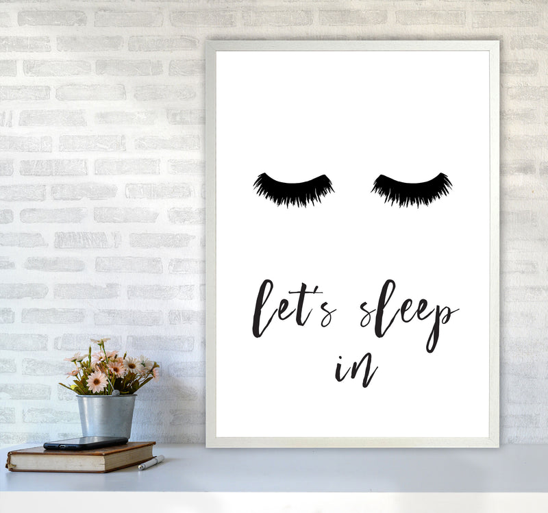 Lets Sleep In Lashes Framed Typography Wall Art Print A1 Oak Frame