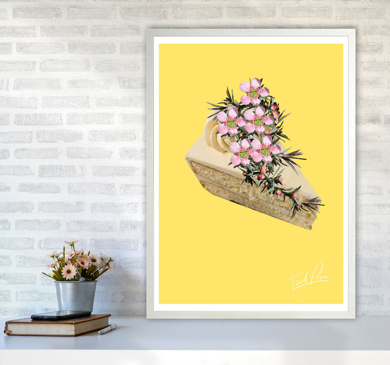 Yellow Cake Food Print, Framed Kitchen Wall Art A1 Oak Frame