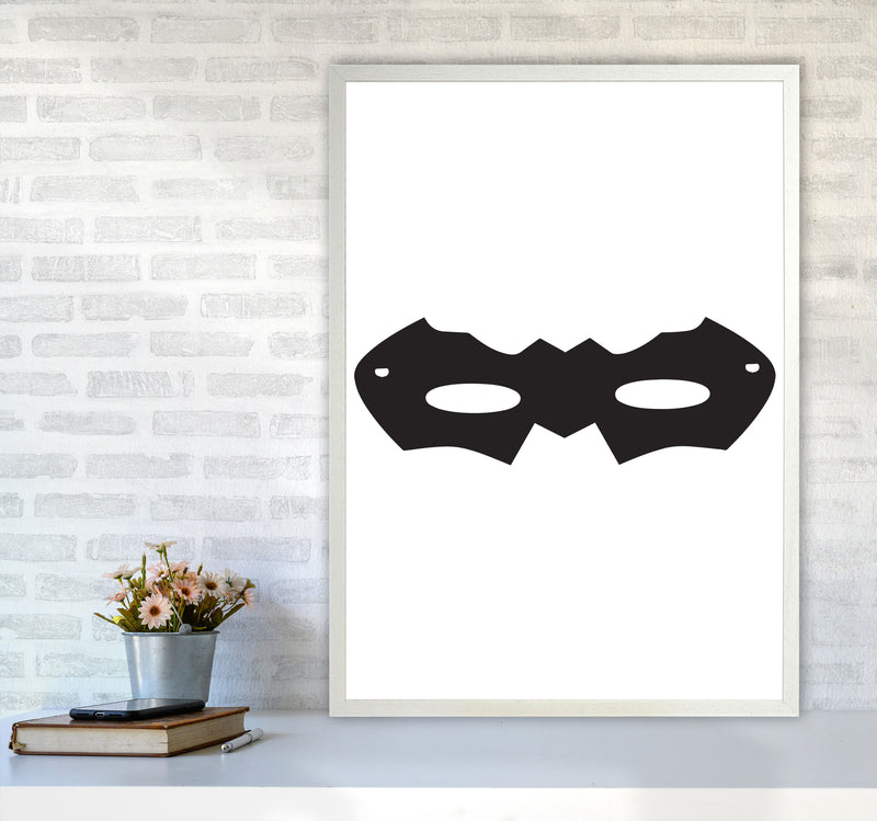 Superhero Mask Framed Nursey Wall Art Print A1 Oak Frame