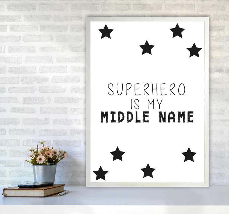 Superhero Is My Middle Name Framed Nursey Wall Art Print A1 Oak Frame