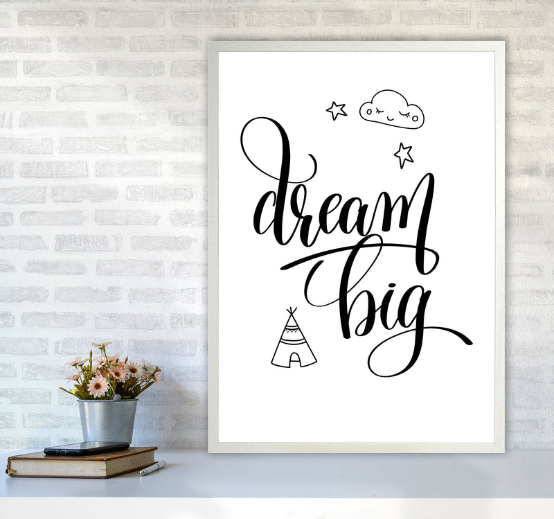 Dream Big Black Framed Nursey Wall Art Print A1 Oak Frame