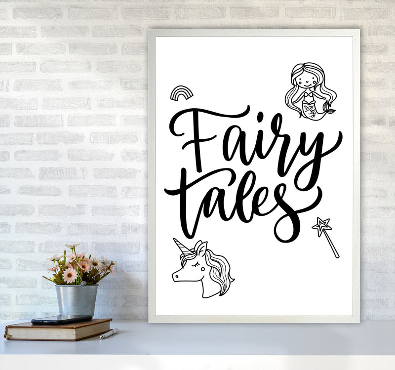 Fairy Tales Black Framed Nursey Wall Art Print A1 Oak Frame