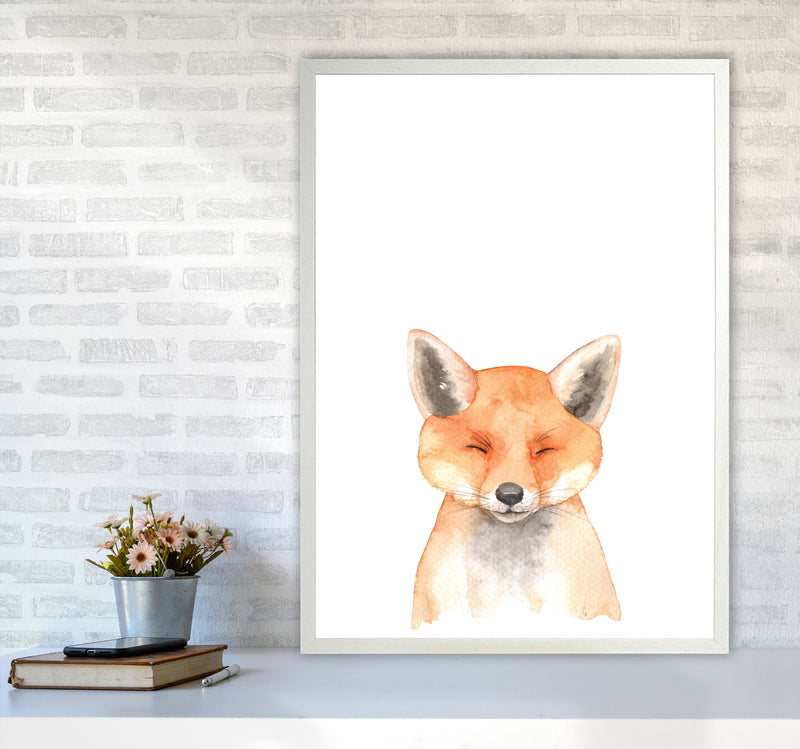 Forest Friends, Cute Fox Modern Print Animal Art Print A1 Oak Frame
