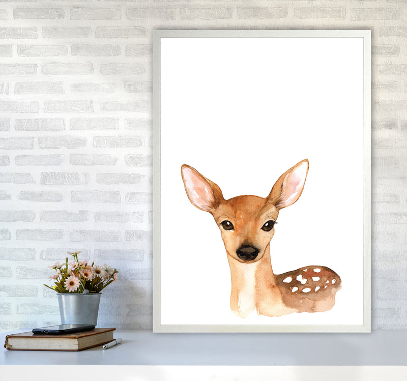 Forest Friends, Cute Deer Modern Print Animal Art Print A1 Oak Frame