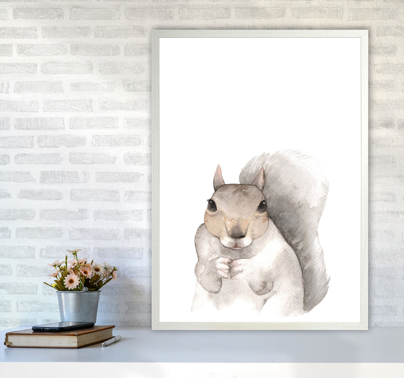 Forest Friends, Cute Squirrel Modern Print Animal Art Print A1 Oak Frame