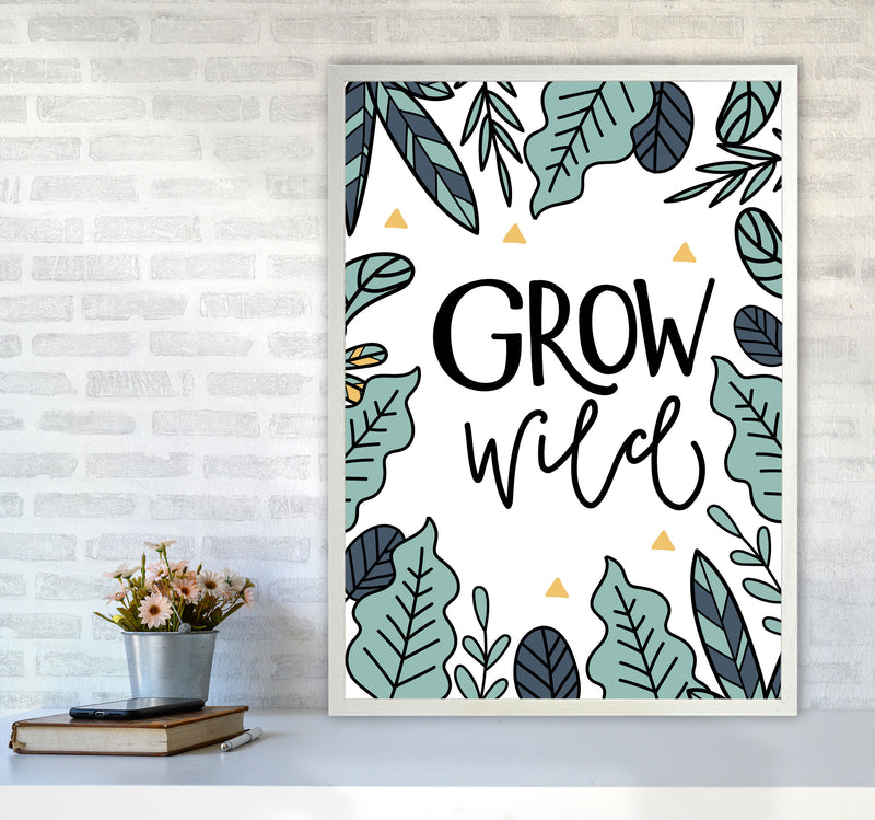 Grow Wild Floral Modern Print, Framed Kitchen Wall Art A1 Oak Frame