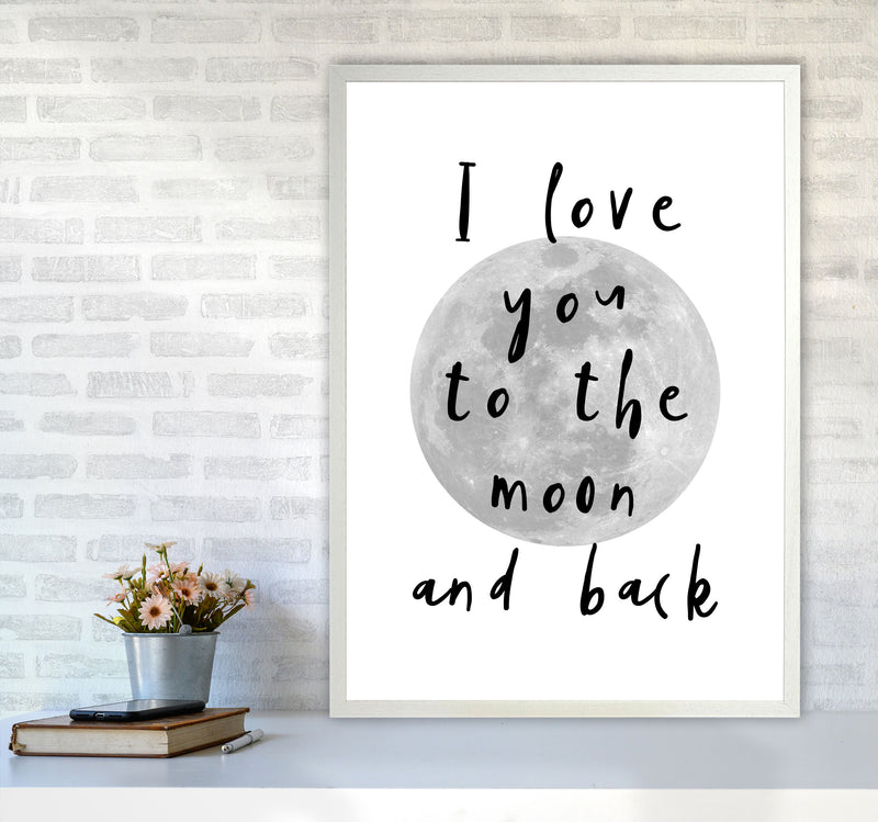 I Love You To The Moon And Back Black Framed Typography Wall Art Print A1 Oak Frame