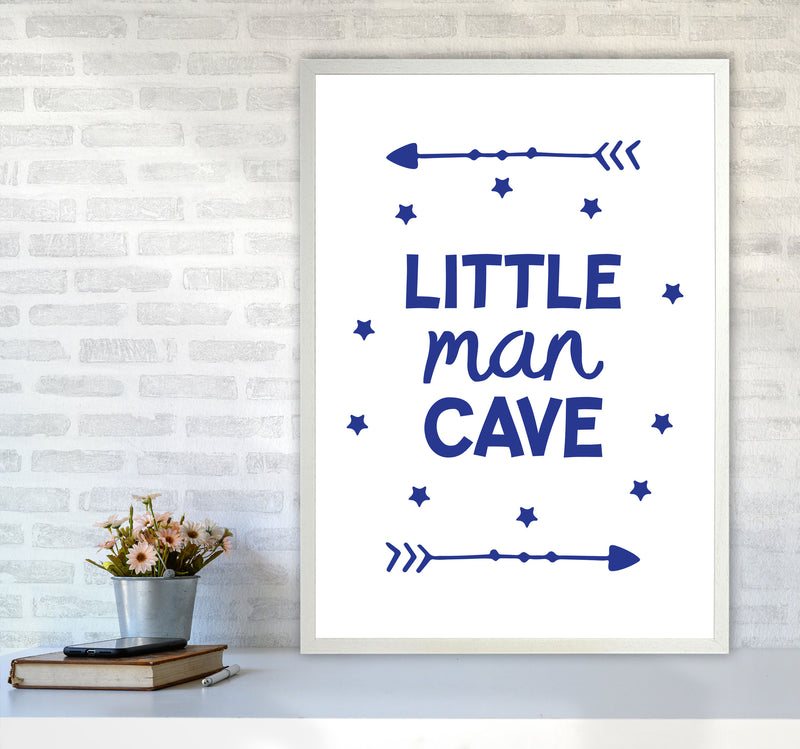 Little Man Cave Navy Arrows Framed Nursey Wall Art Print A1 Oak Frame