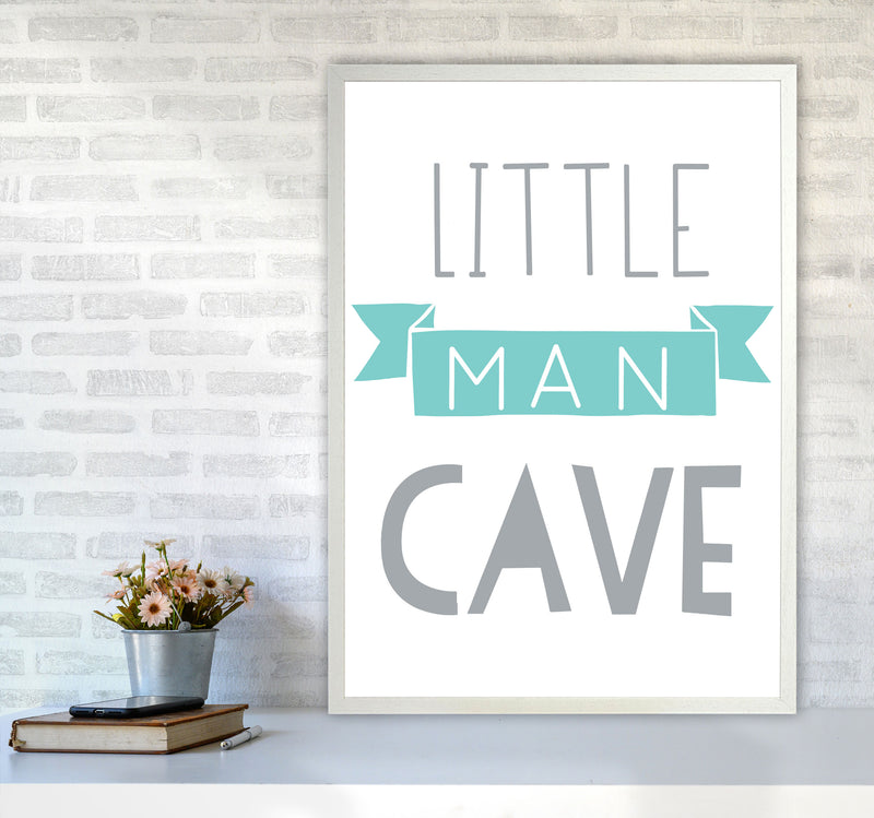 Little Man Cave Mint Banner Framed Nursey Wall Art Print A1 Oak Frame