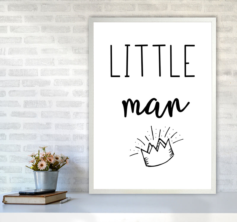 Little Man Crown Framed Nursey Wall Art Print A1 Oak Frame