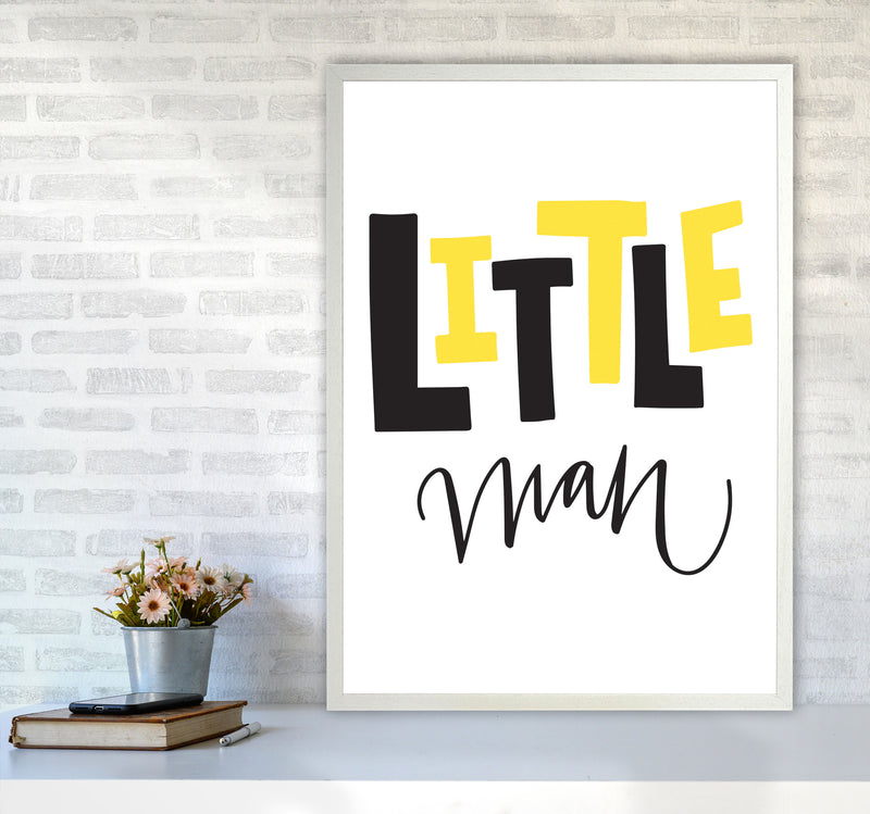 Little Man Yellow And Black Framed Nursey Wall Art Print A1 Oak Frame