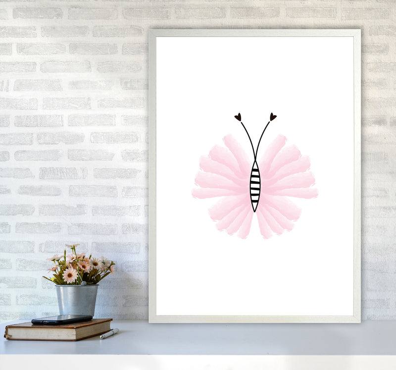 Pink Butterfly Modern Print Animal Art Print A1 Oak Frame