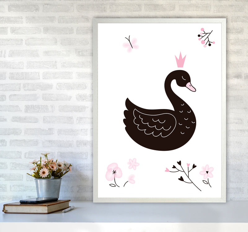 Black Swan Modern Print Animal Art Print A1 Oak Frame