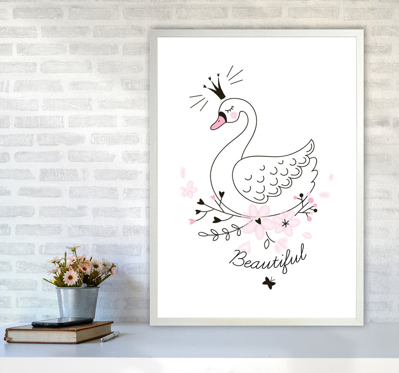 Beautiful Swan Modern Print Animal Art Print A1 Oak Frame