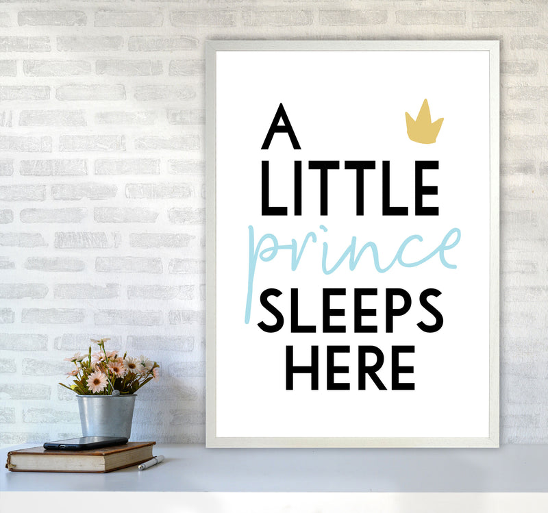 A Little Prince Sleeps Here Framed Nursey Wall Art Print A1 Oak Frame