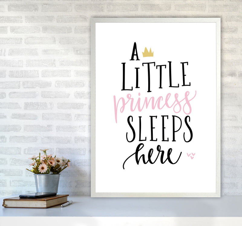 A Little Princess Sleeps Here Framed Nursey Wall Art Print A1 Oak Frame