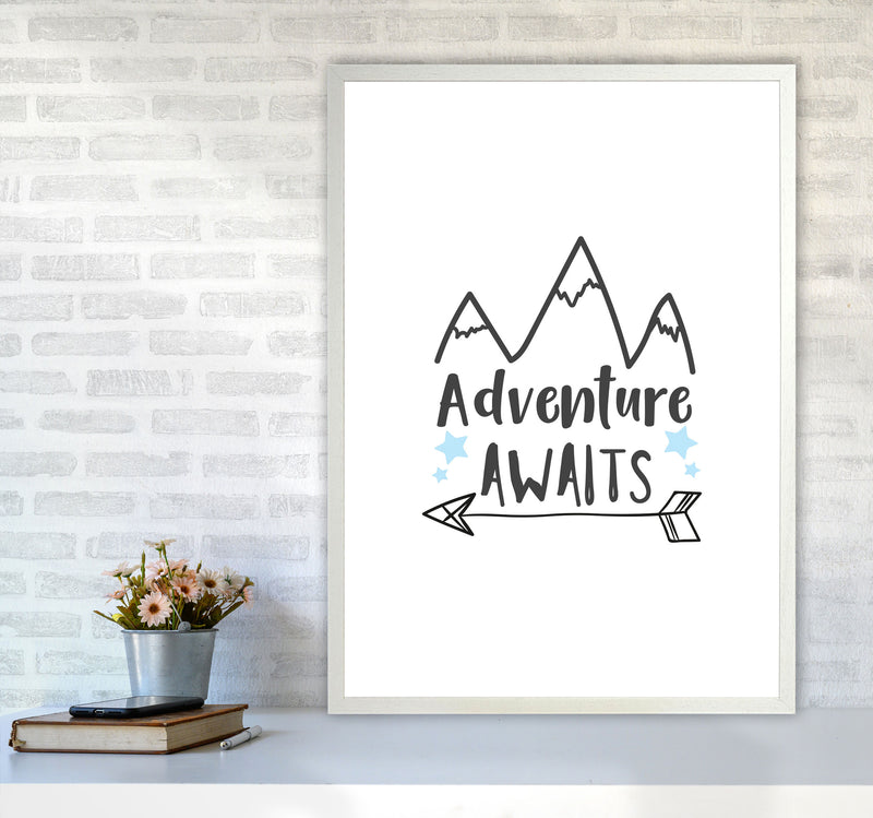 Adventure Awaits Framed Typography Wall Art Print A1 Oak Frame