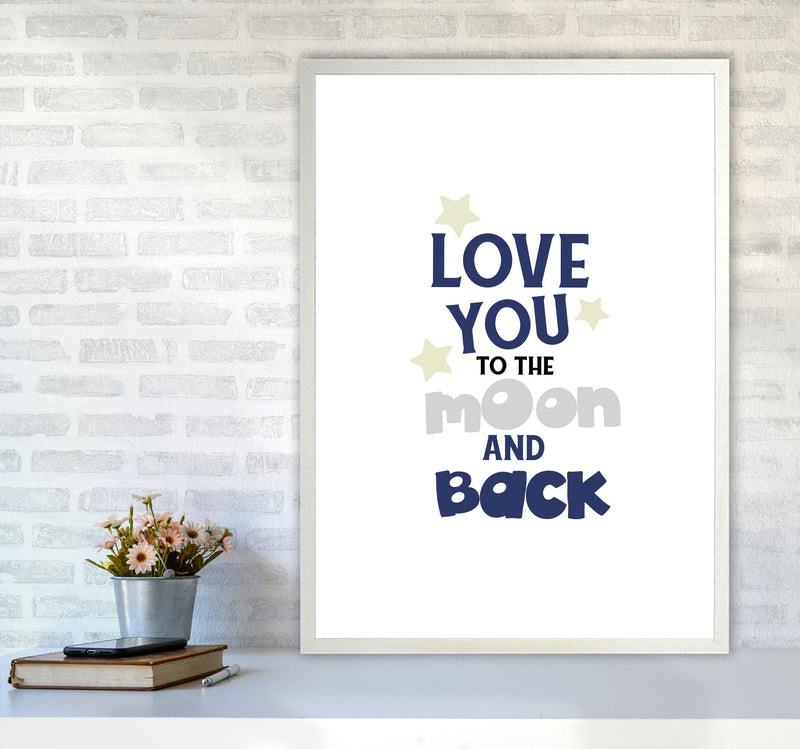 Love You To The Moon And Back Framed Typography Wall Art Print A1 Oak Frame