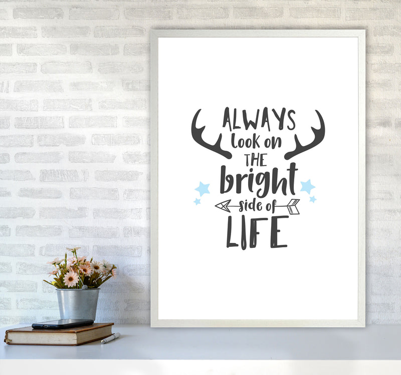 Bright Side Of Life Framed Typography Wall Art Print A1 Oak Frame