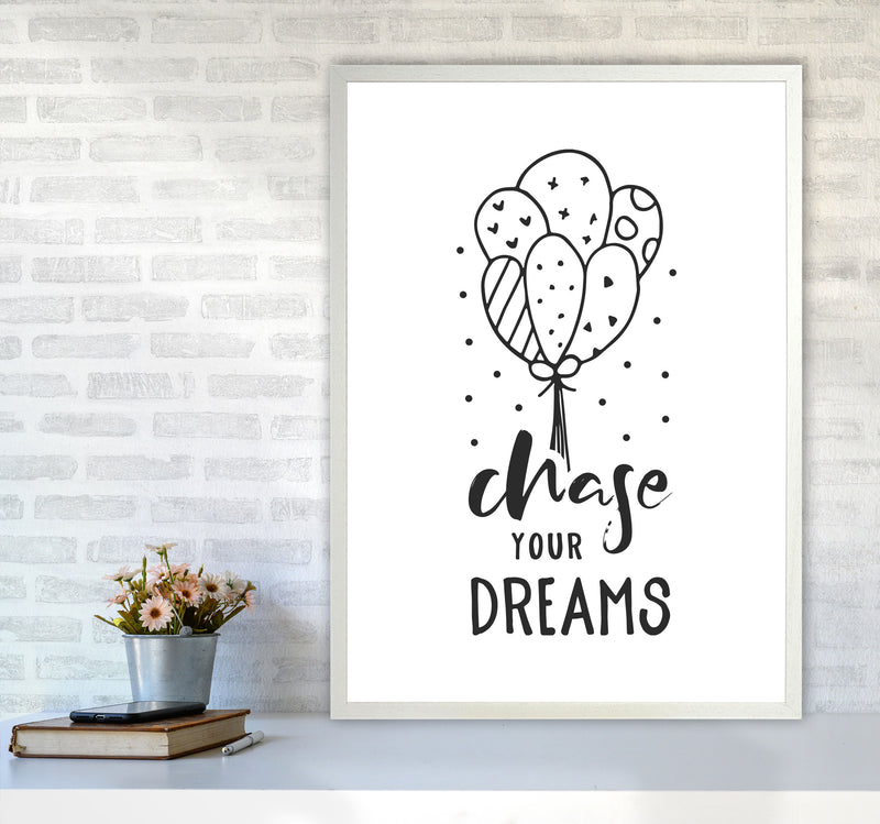 Chase Your Dreams Black Framed Nursey Wall Art Print A1 Oak Frame