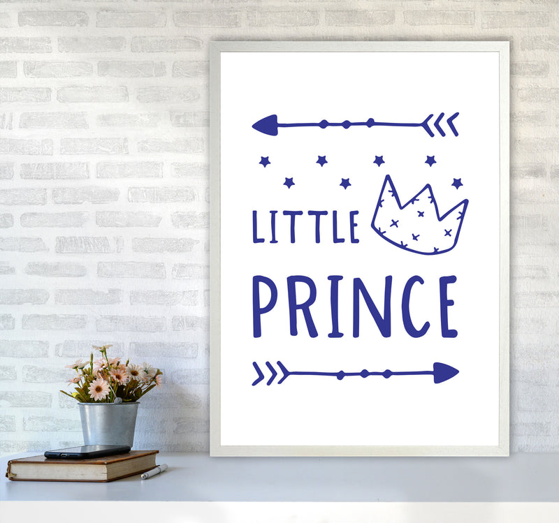 Little Prince Navy Framed Nursey Wall Art Print A1 Oak Frame