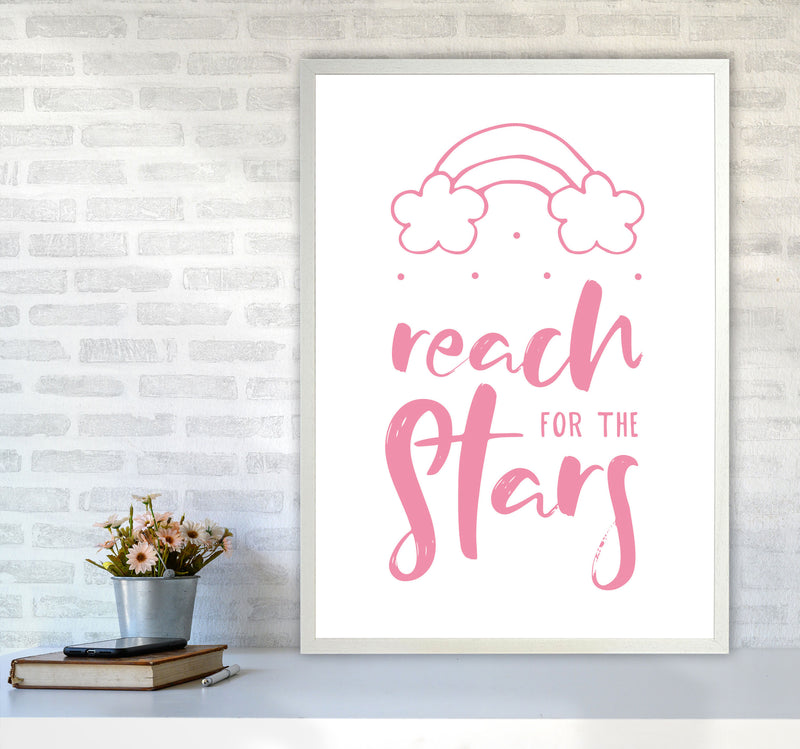 Reach For The Stars Pink Modern Print A1 Oak Frame