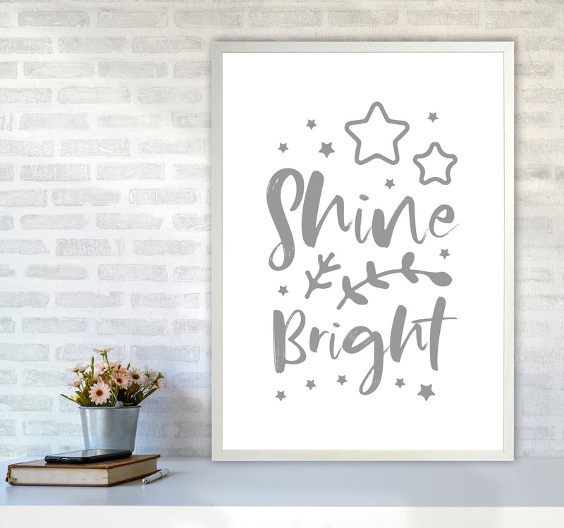 Shine Bright Grey Framed Nursey Wall Art Print A1 Oak Frame
