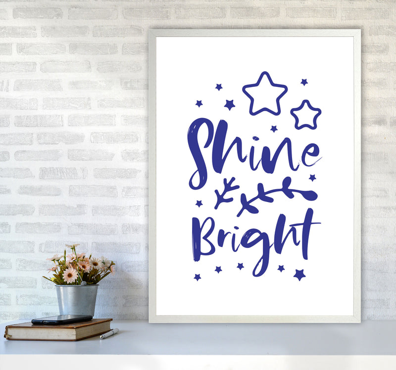 Shine Bright Navy Framed Nursey Wall Art Print A1 Oak Frame