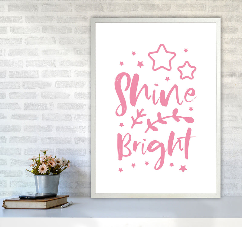 Shine Bright Pink Framed Nursey Wall Art Print A1 Oak Frame